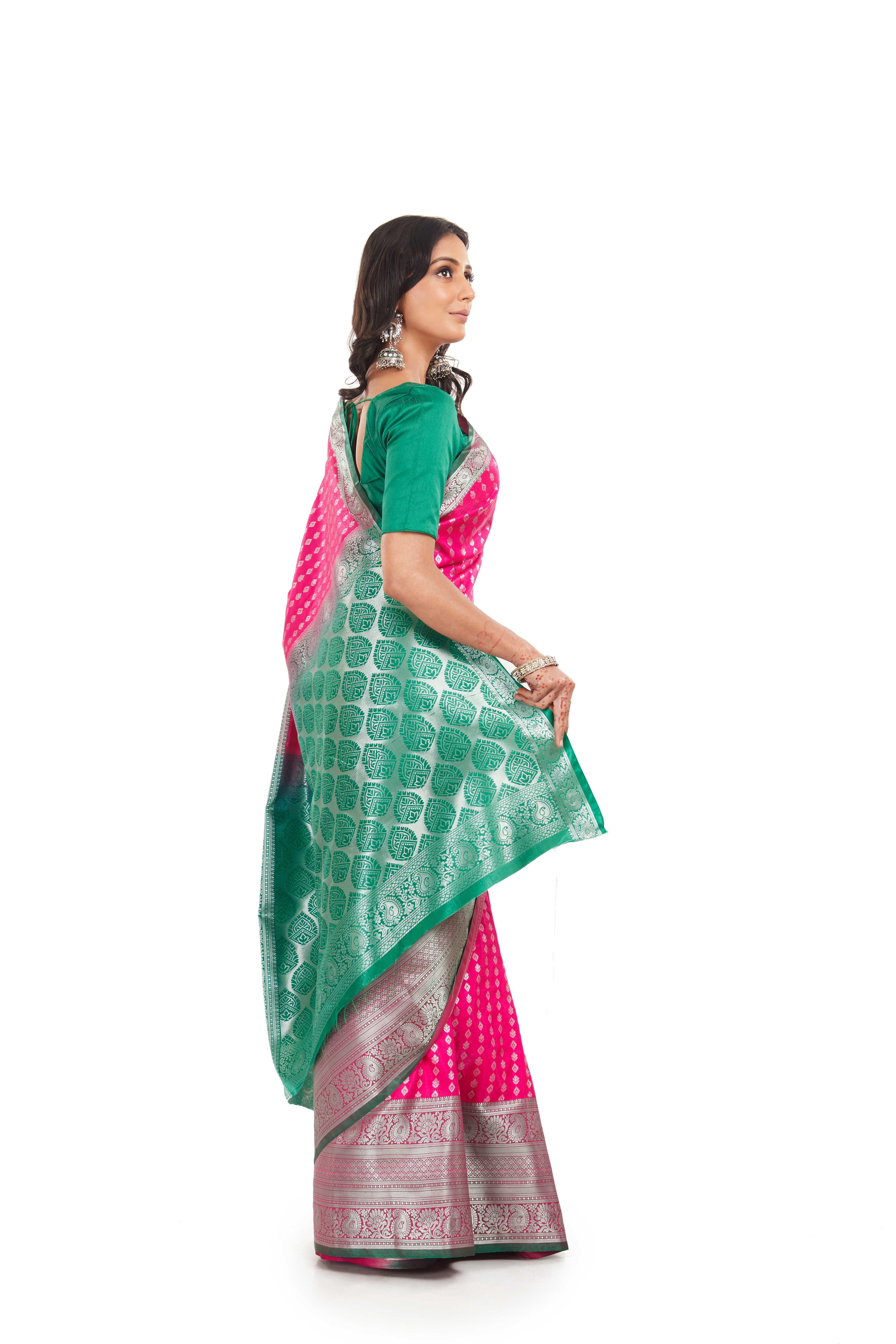 Katan Silk With Silver Zari work