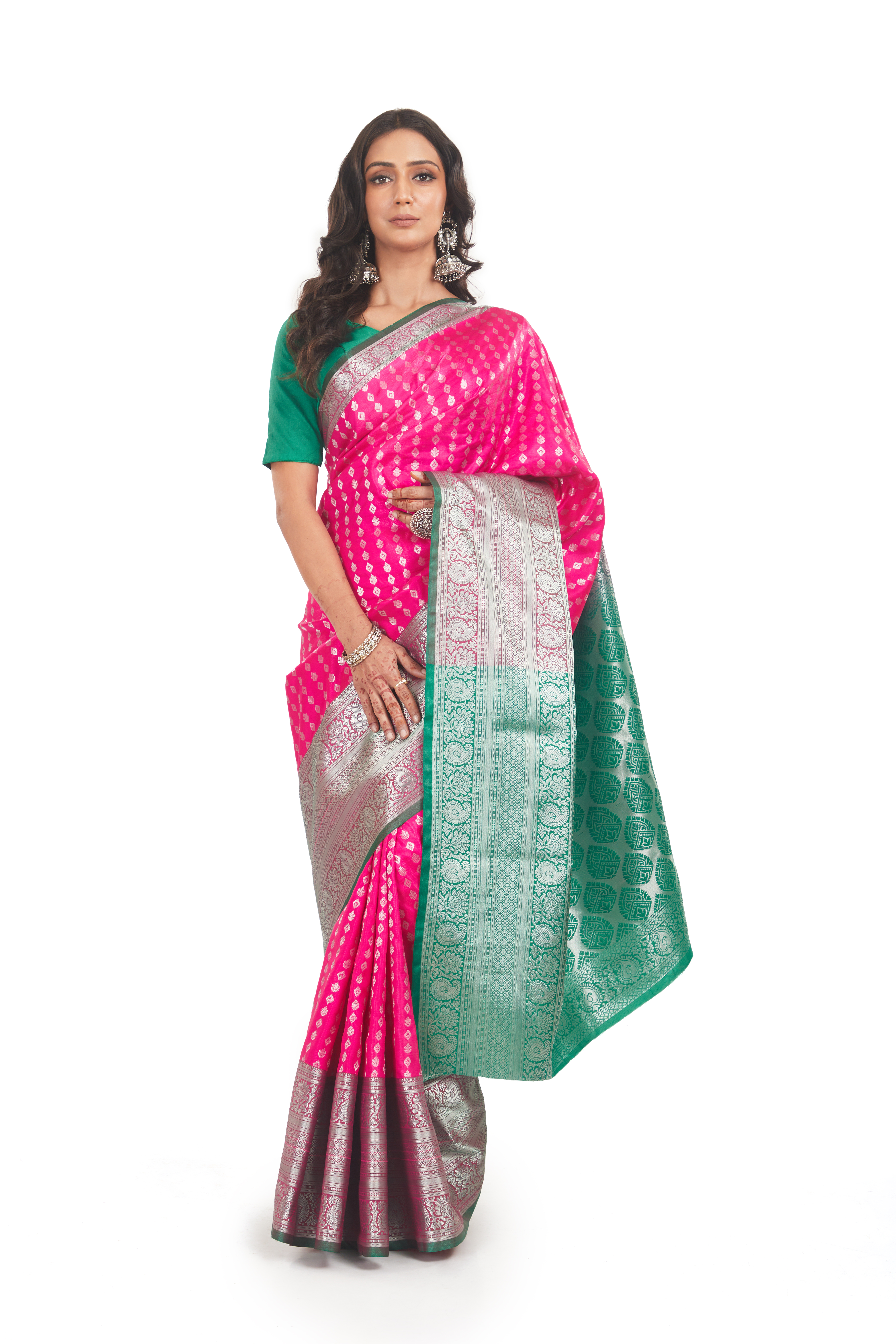 Katan Silk With Silver Zari work