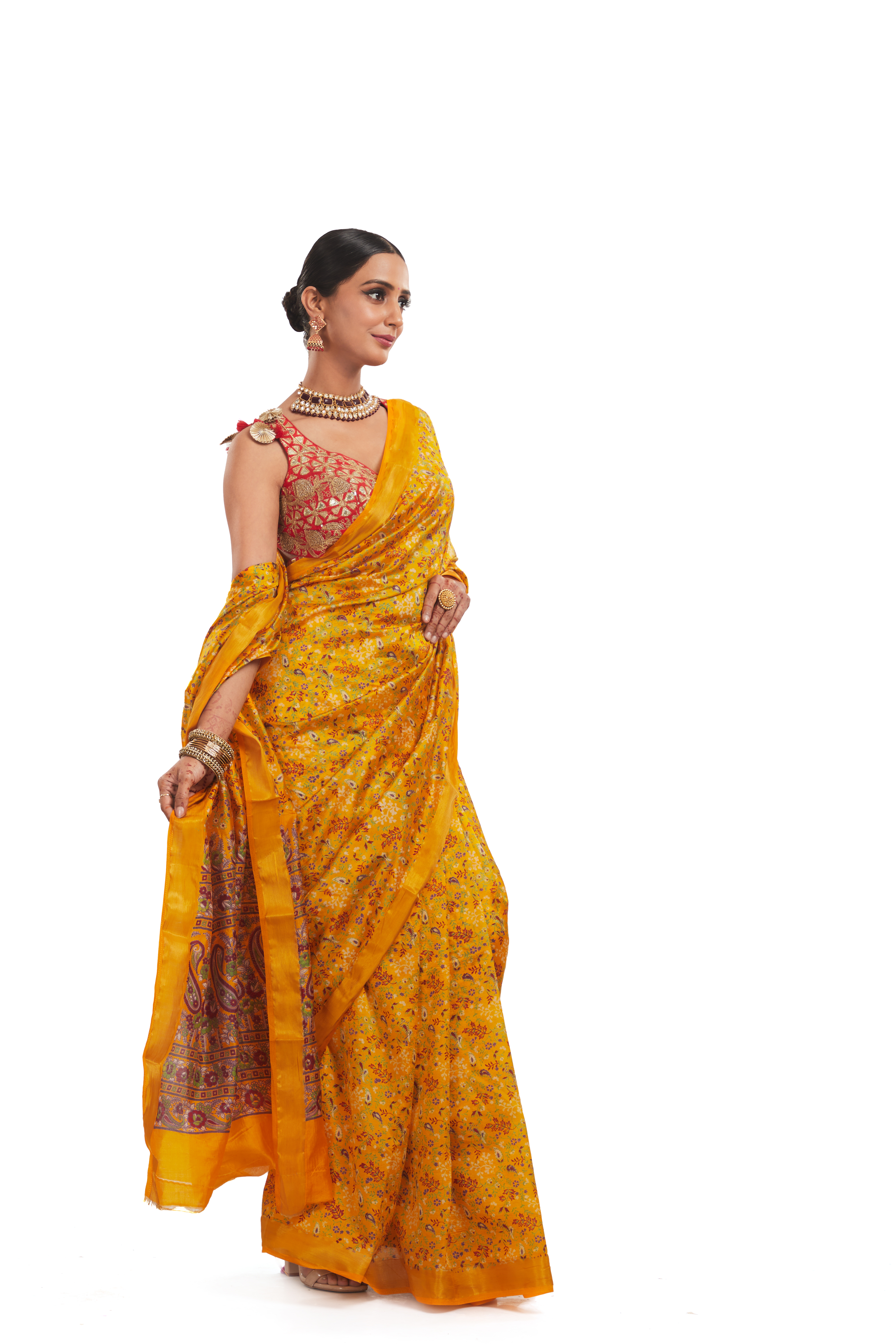 Silk Printed Saree with Zari Border