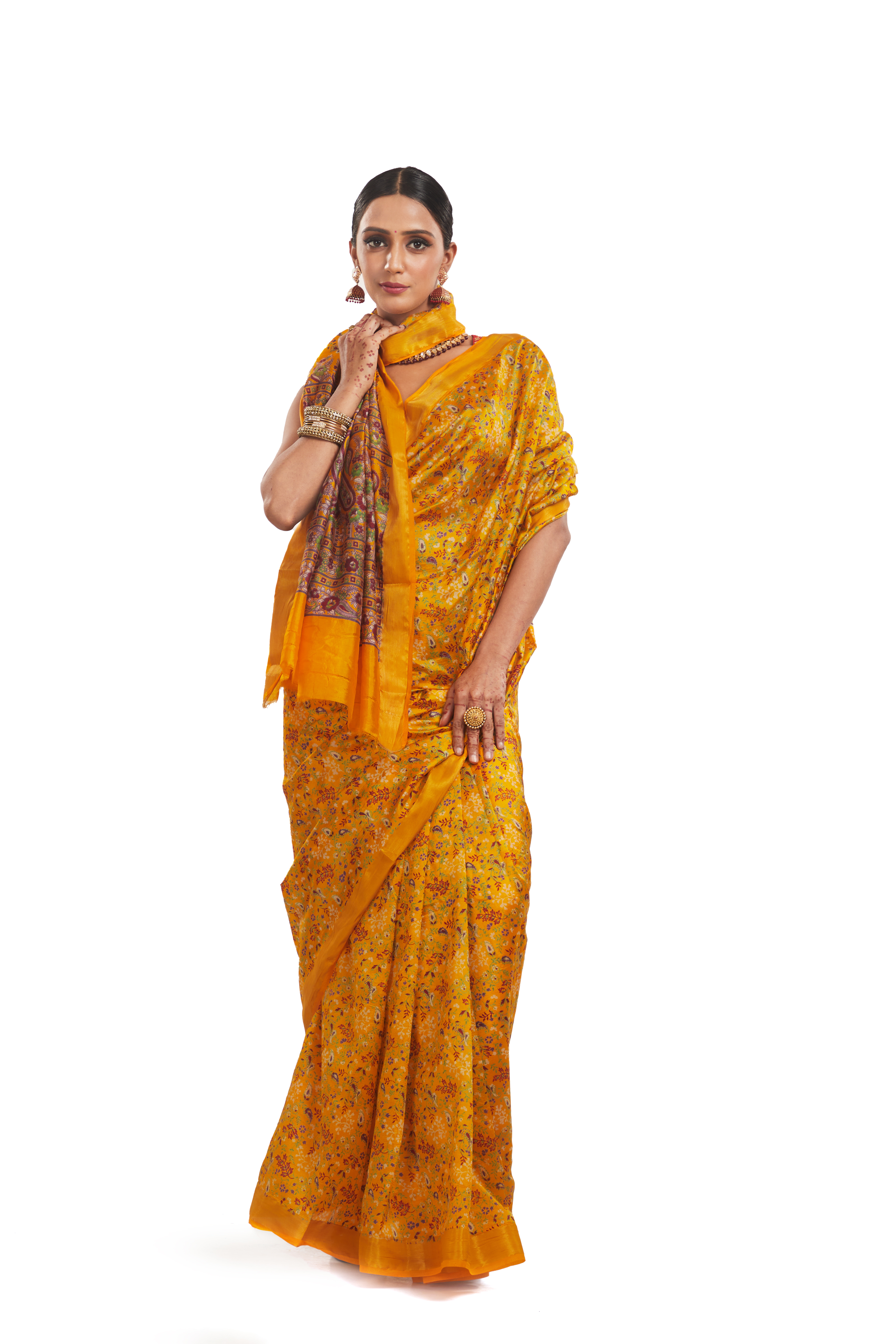 Silk Printed Saree with Zari Border