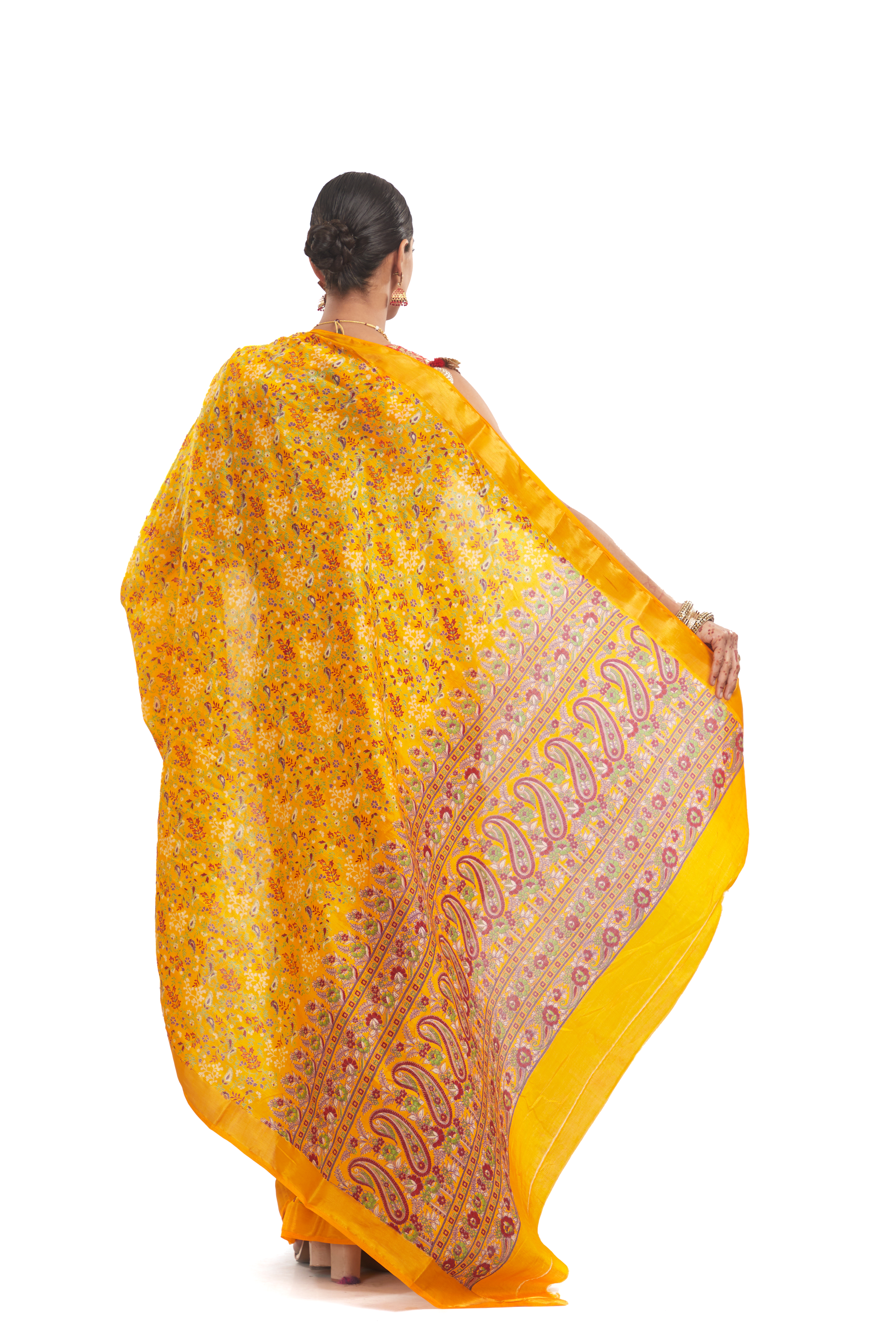 Silk Printed Saree with Zari Border