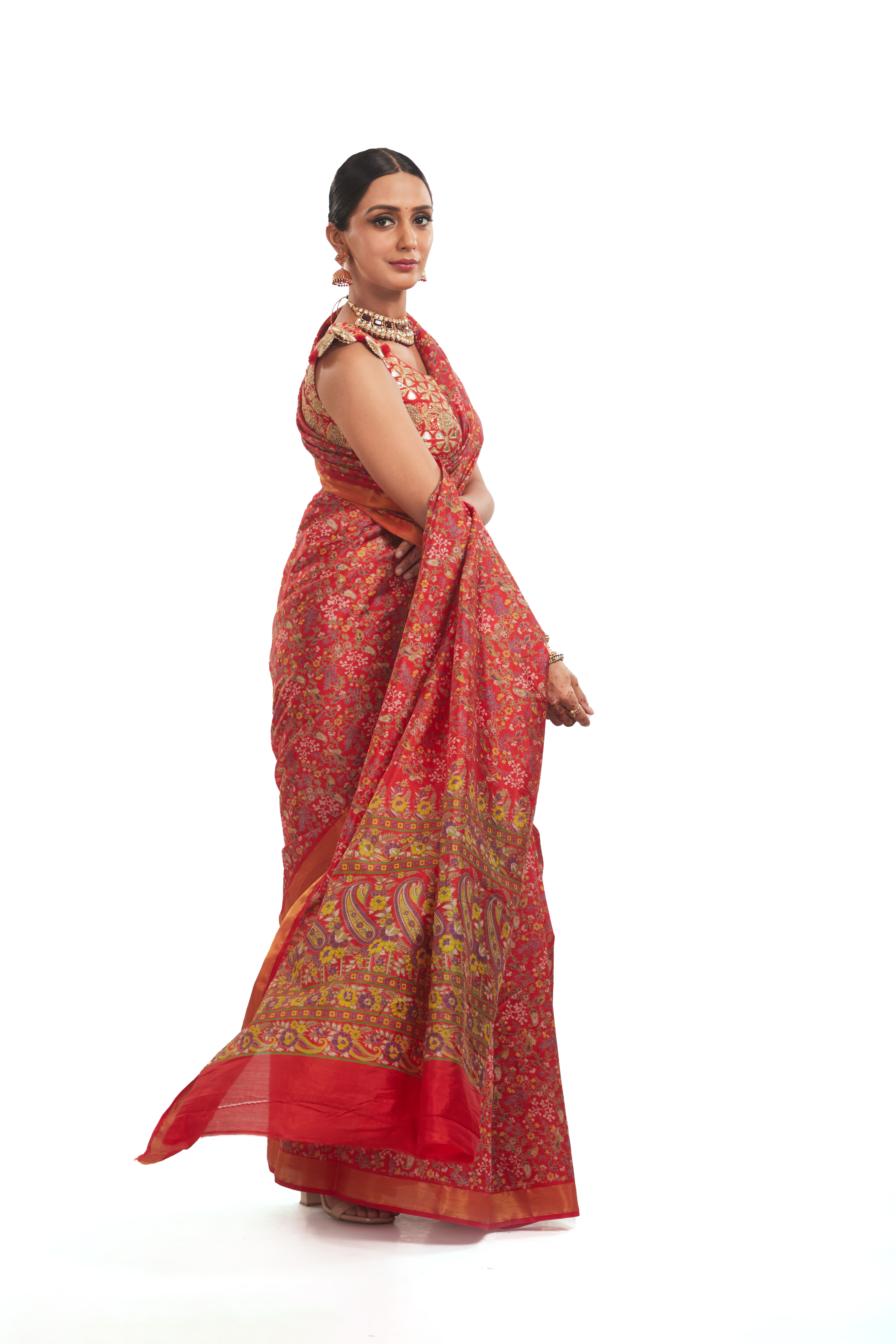 Silk Printed Saree with Zari Border