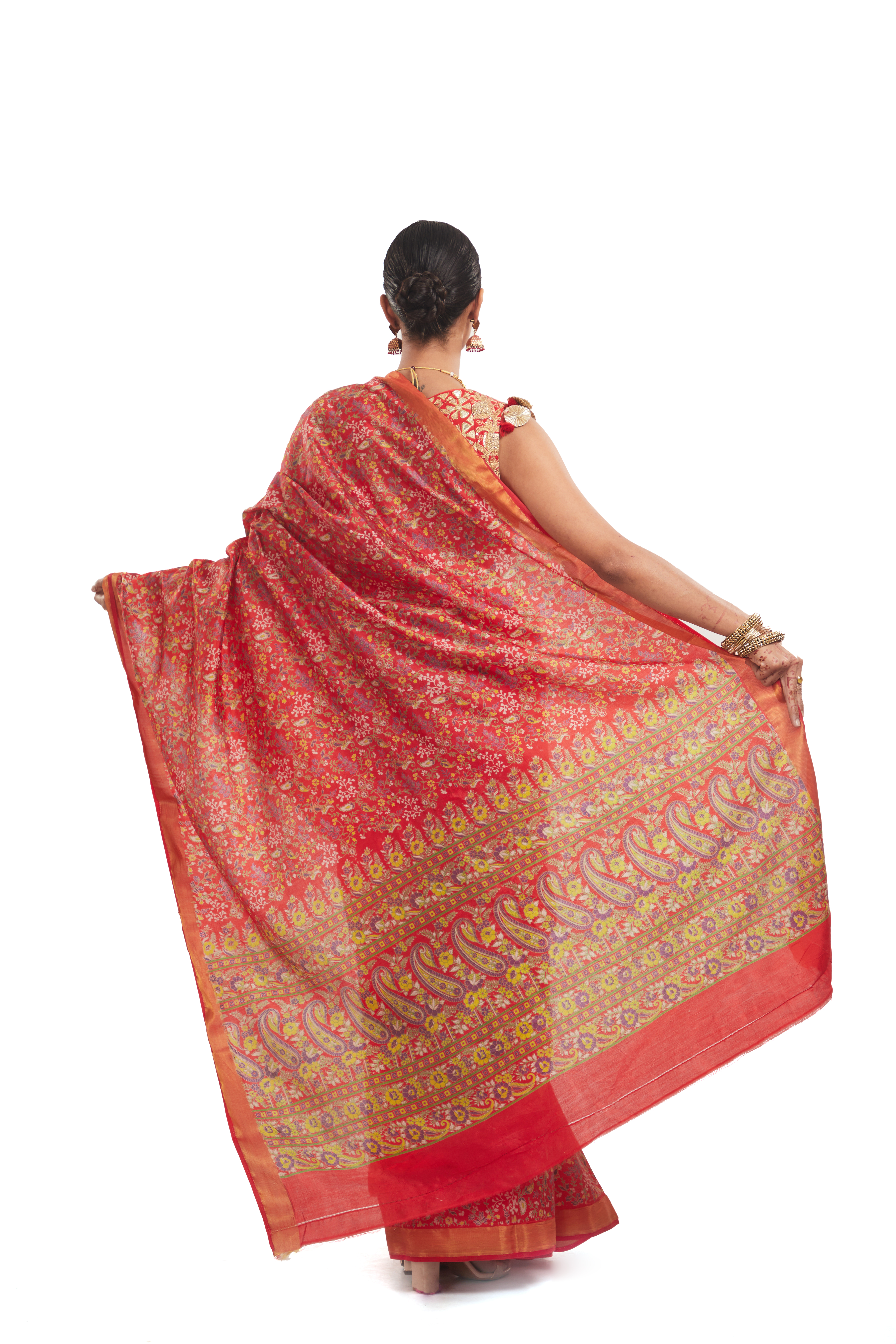 Silk Printed Saree with Zari Border
