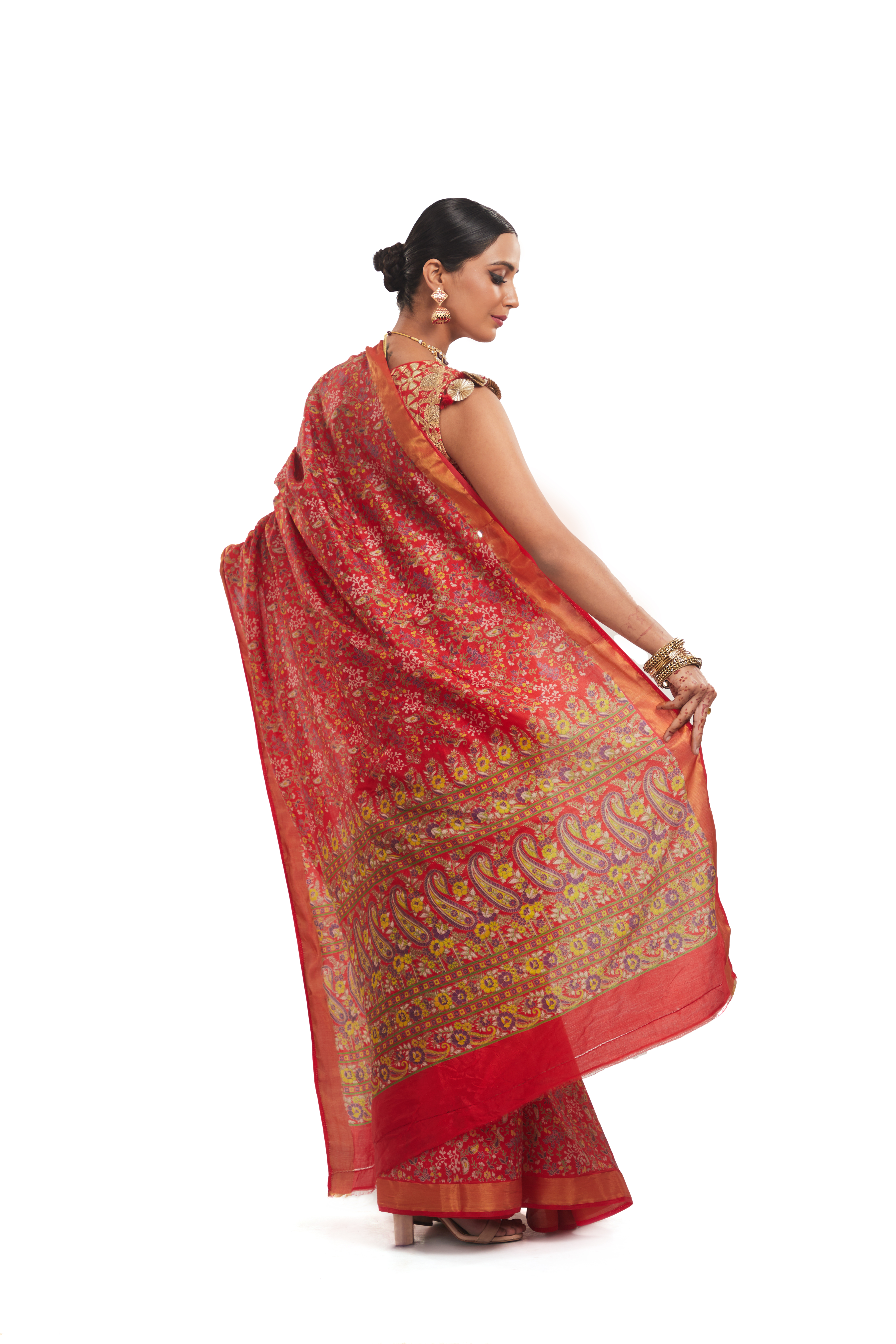 Silk Printed Saree with Zari Border